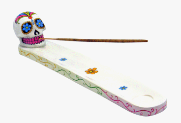 Day of the Dead/Sugar Skull White Incense Burner